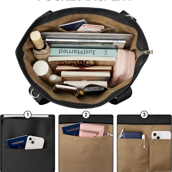 KALIDI Tote Bag for Women,Shoulder Bag with Laptop Compartment for work Leisure - Picture 5 of 7